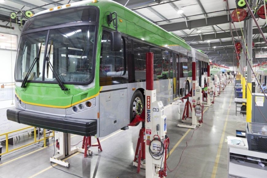 Mobiele hefbruggen van Stertil-Koni voor Amerikaanse busfabrikant.