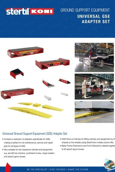 Stertil-Koni GSE adapter set voor ground support equipment and vehicles lifting