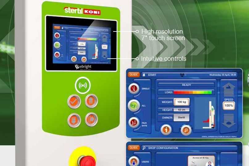 ebright Smart Control Systeem touchscreen bediening van Stertil-Koni mobiele hefkolommen